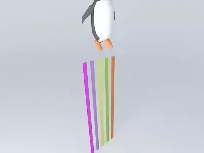 Bench penguin jumping on rainbow Free 3D model