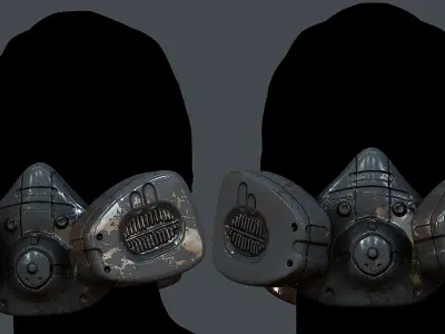 Gas mask helmet 3d model scifi  Low-poly 3D model 3