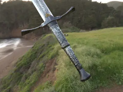 Knights sword Low-poly 3D model