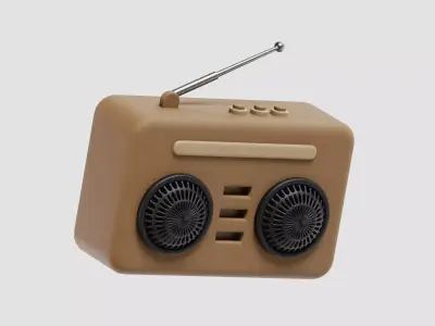 Retro Radio cartoon Low-poly 3D model