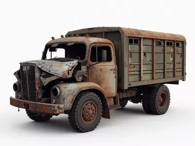 Rusted Old Cargo Truck 3D Model Low-poly 3D model