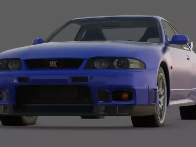 1997 Nissan Skyline GT-R V-Spec R33 3D Model Godzilla Low-poly 3D model