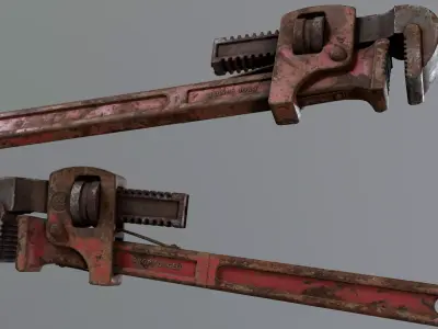 PBR Pipewrench  Low-poly 3D model