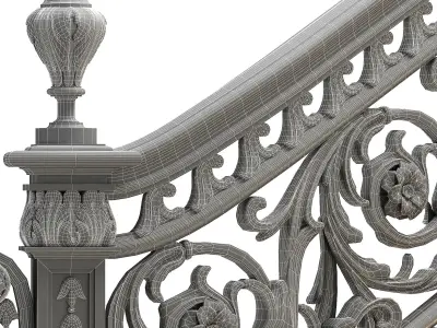 classical staircase Low-poly 3D model