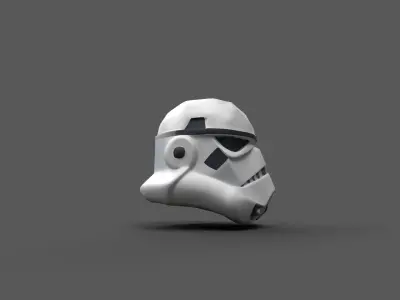 Low-Poly Star Trooper Helmet Stylized Style Sci-Fi Game Asset Free low-poly 3D model
