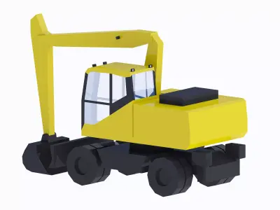 Excavator Construction Loader PW160-7 Simplified Low-poly 3D model