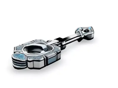 Ornate Silver Key with Diamonds Low-poly 3D model