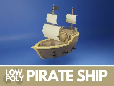 Low Poly Pirate Ship Low-poly 3D model shop