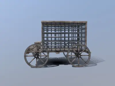 Medieval Prison Cart Prop Low-poly 3D model