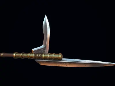 Dagger-axe spear Low-poly 3D model