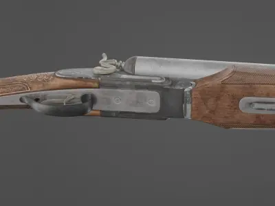 Shot Gun low poly wit texture Low-poly 3D model