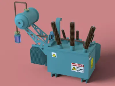 Electrical Transformer with Assembly 3D model