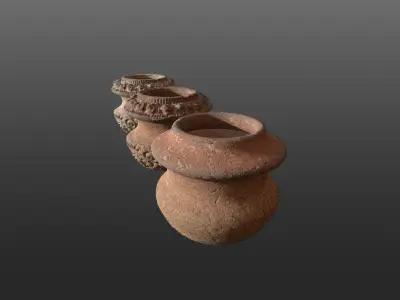3D Antique Terracotta Vases Set 3D model