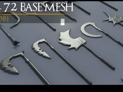 72 Models Of Weapons-Axe Weapon - Cold Weapons-3Dmodel-UV-Vol 04 Low-poly 3D model