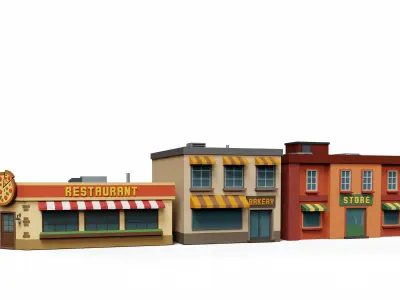 City Buildings Collection Part 1 Low-poly 3D model