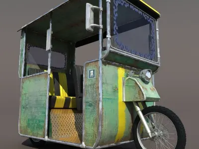 Old rickshaw 3D model