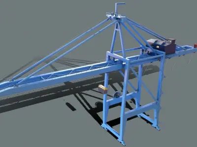 PBR Quayside Container Crane Version 1 - Blue Light Low-poly 3D model