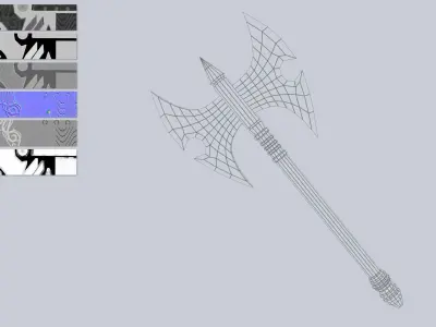 Fantasy axe Low-poly 3D model get