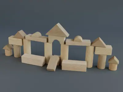 Childhood wooden toy train 3D Model Pack