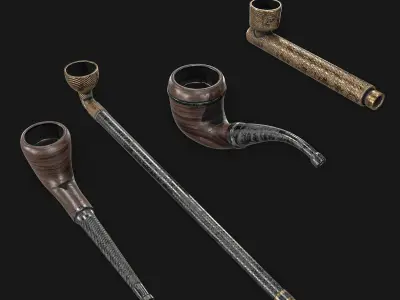Smoking Pipe Packs Low-poly 3D model