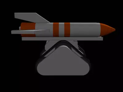 Stylized Low Poly Tank Mega Missile Game Ready Low-poly 3D model