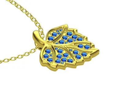 Leaf Diamond Gold Pendant Design 3D print model