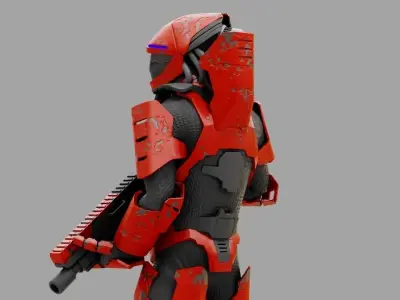 Cyborg Soldier  rigged character 3D model