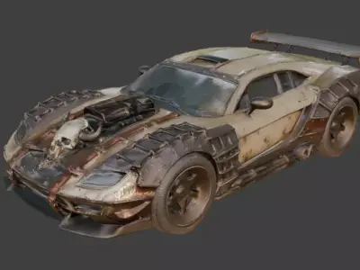 Post-Apocalyptic Raider Supercar Low-poly 3D model