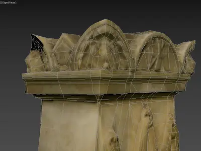 Scanned photorealistic old grave stone with inscriptions  Low-poly 3D model