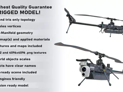 Rigged Anduril Ghost Military Drone - US Army PBR Low-poly 3D model