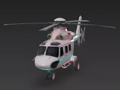 Realistic Cyberpunk Easter Helicopter 3D Model Low-poly 3D model