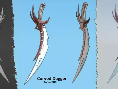 Curved Dagger Low-poly 3D model