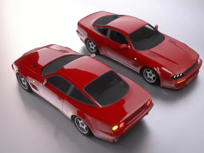 Vintage British GT Supercar - Game Ready Mid-poly 4 LODs Low-poly 3D model