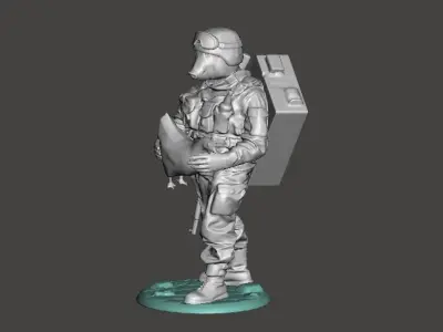 Modern marauder soldier pig  with chicken Free 3D print model