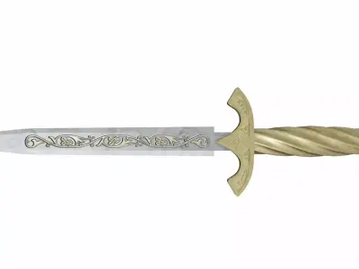 The old golden dagger Low-poly 3D model