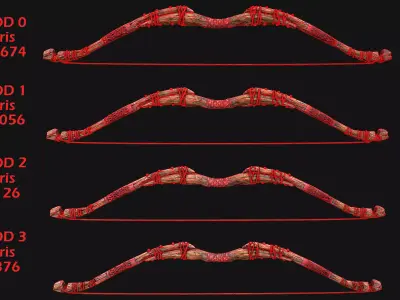 Medieval Wooden War Bow Archer Weapon Armory Low-poly 3D model
