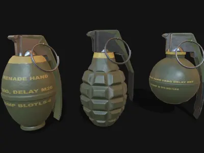 Grenades pack 10 models Low-poly 3D model