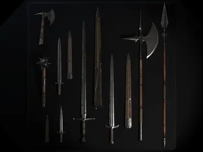 Fantasy Weapons Pack 1 - Human Low-poly 3D model