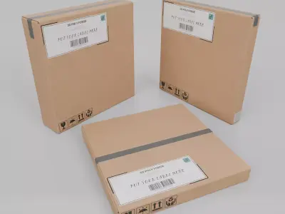 Square Cardboard Box Set - Rigged and Customizable 3D Model Pack