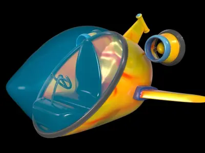 Aqua Jet ProSleek Futuristic Submarine Pod toon LOW POLY Low-poly 3D model