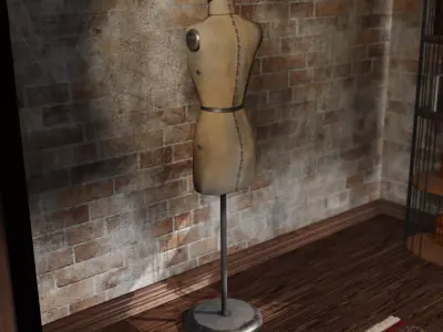 Mannequin Vintage Antique Tailor  Low-poly 3D model