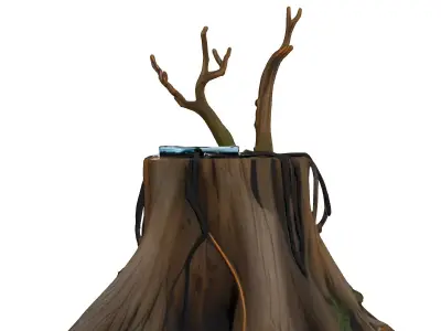 Cyberpunk Tree Stump Device Low-poly 3D model