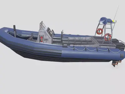 RHIB Patrol Boat Low-poly PBR Low-poly 3D model