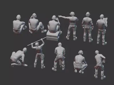 Construction Worker  Diorama Figure 3D print model