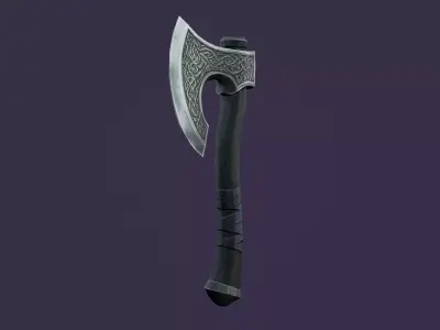 Dark Silver Axe - Game Ready Weapon Low-poly 3D model
