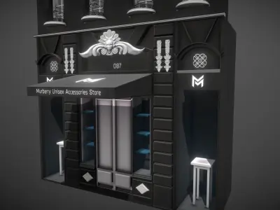 Store Front - Architecture - Low Poly - Game Ready - Work Sample Low-poly 3D model