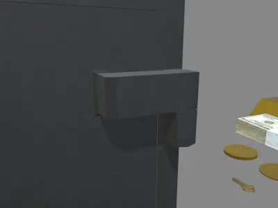 Safe Box With Gold and Money Low-poly 3D model