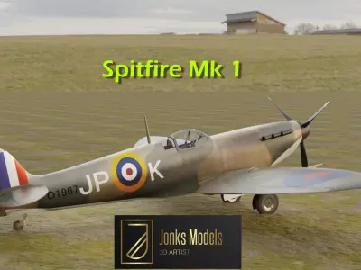 Spitfire Low-poly 3D model