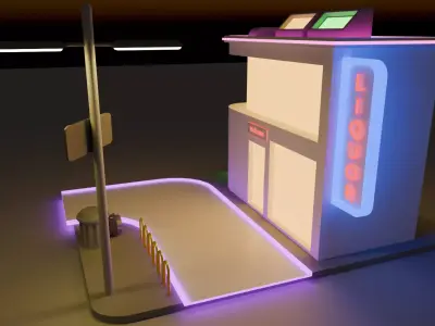 Cyberpunk Liquor Store Low-poly 3D model