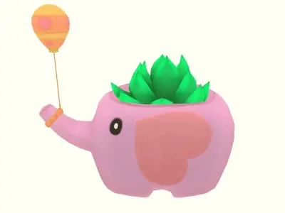 Cute Elephant Succulent Planter Pot  LP  Low-poly 3D model